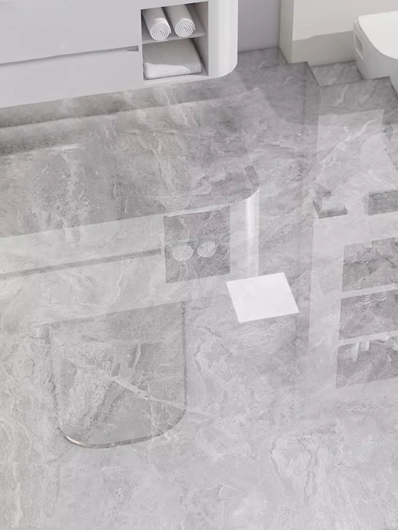 Imitation Marble Floor Tiles Peel and Stick Waterproof Wallpaper
