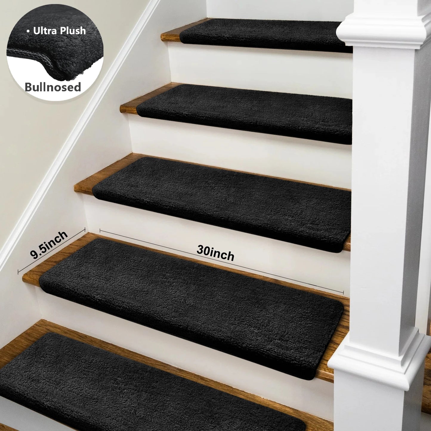 Bullnose Non Slip Stair Treads Ultra Plush Peel and Stick