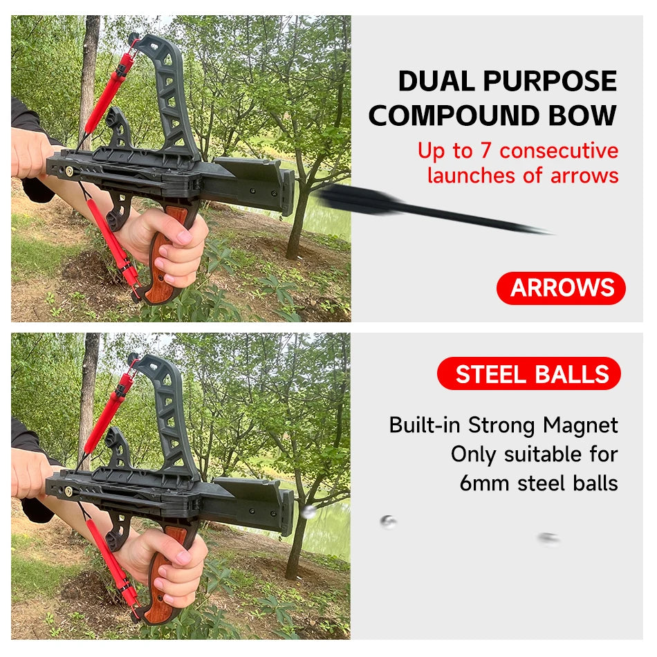 Dual-Purpose 7-Shot Archery And Steel Ball Compound Bow Package