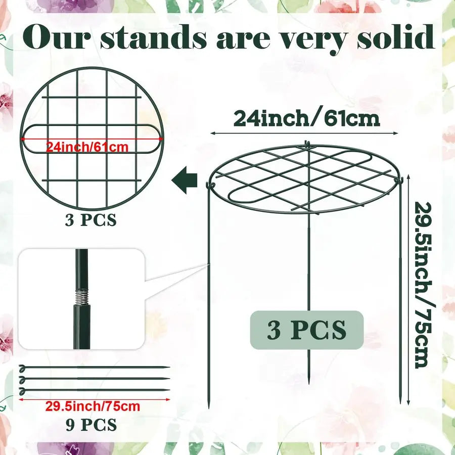 Grow Through Plant Supports Grid Top Three Leg Peony Cages