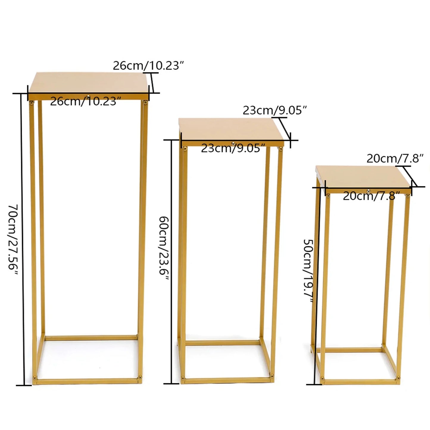 Gold Metal Flower Stand Set For Weddings Square Rack Holders