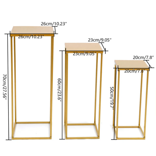 Gold Metal Flower Stand Set For Weddings Square Rack Holders