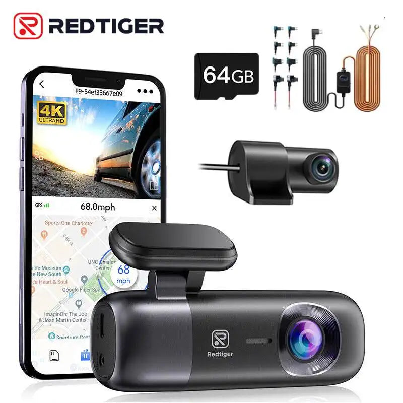 Redtiger F9 Dash Cam 4K Front and Rear WiFi GPS Parking Night Vision