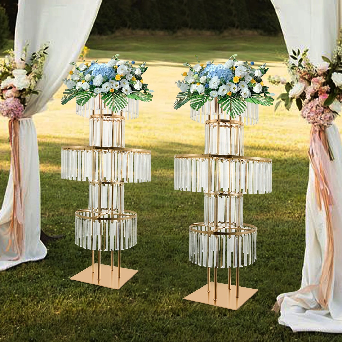 5-Tier Crystal Flower Stand Set for Wedding Centerpieces