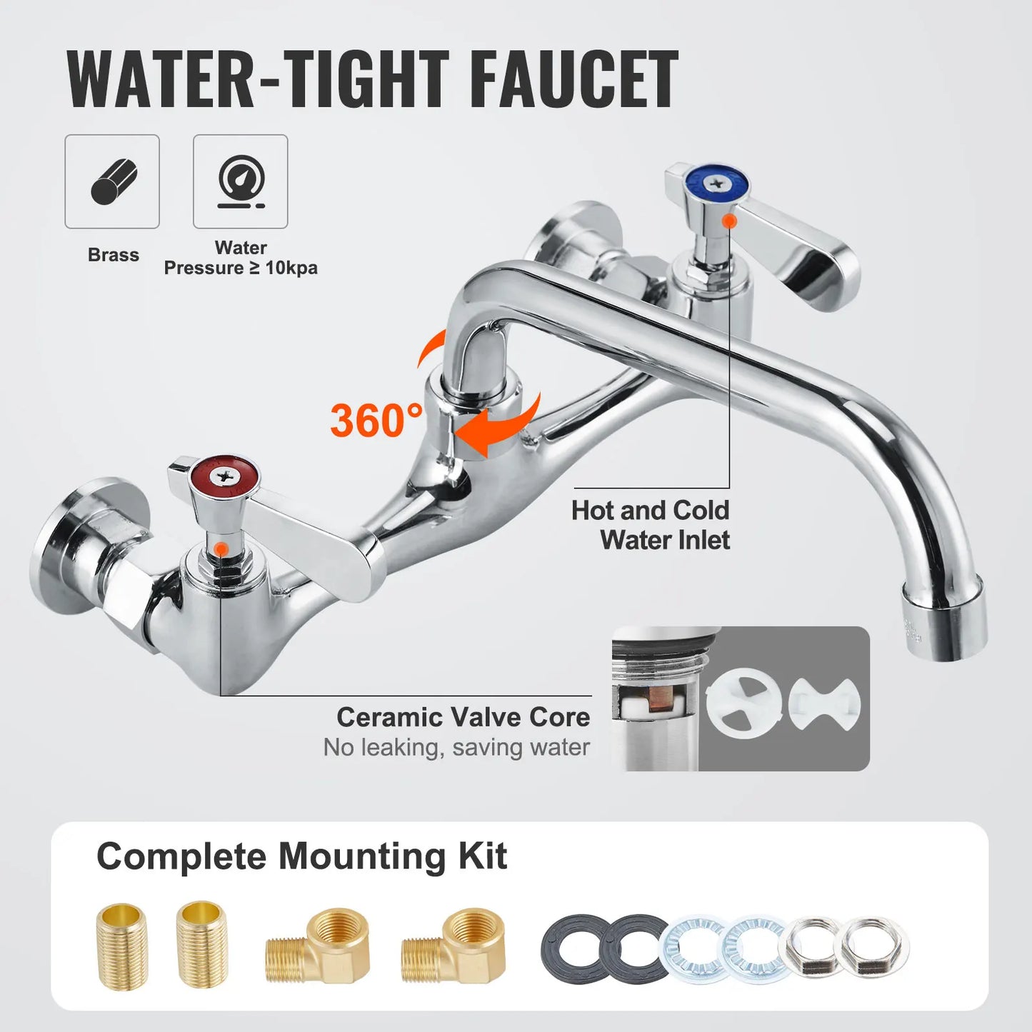 Stainless Steel Kitchen Prep Sink With Faucet For Restaurant