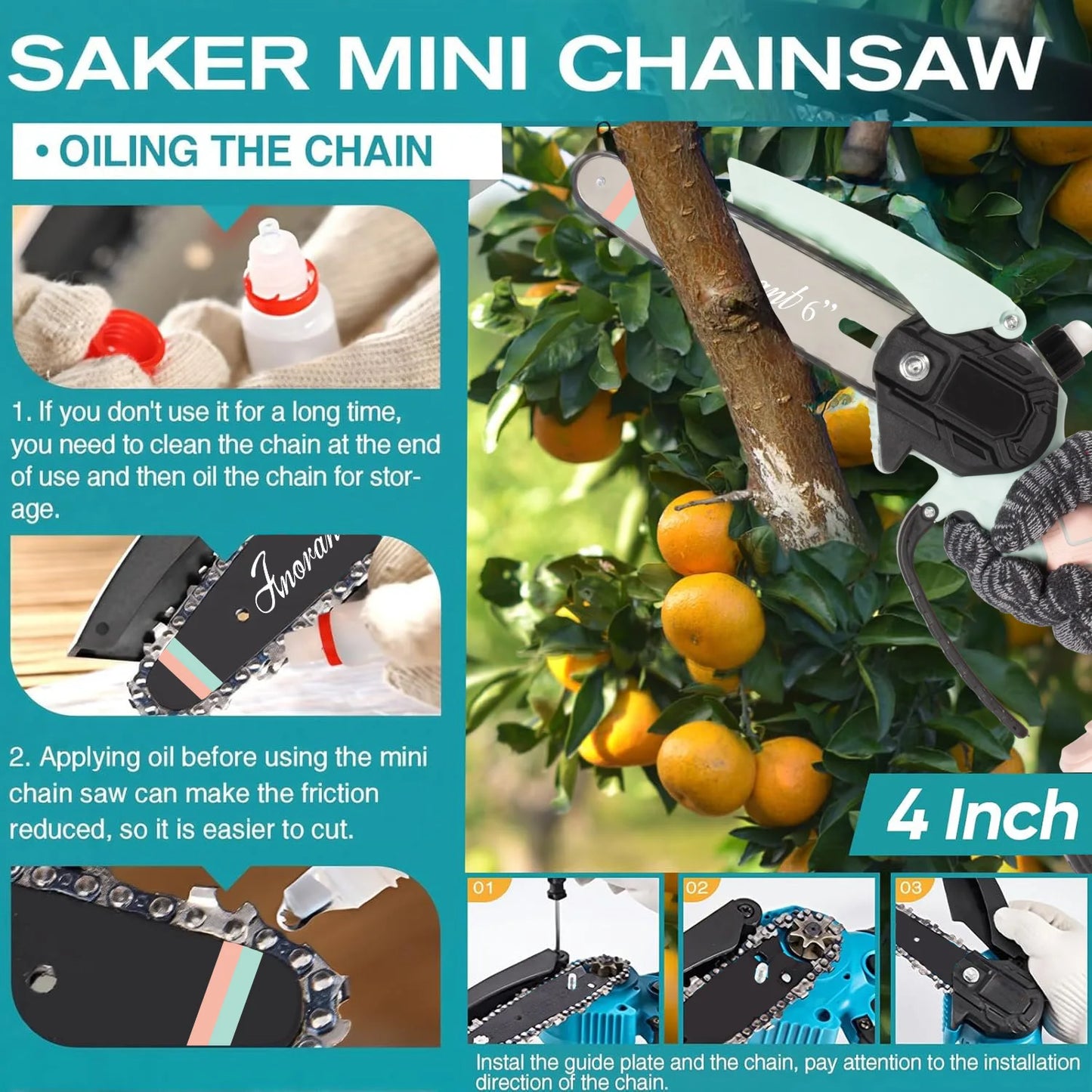 Cordless Chainsaw With Dual Batteries Portable Tree Cutter