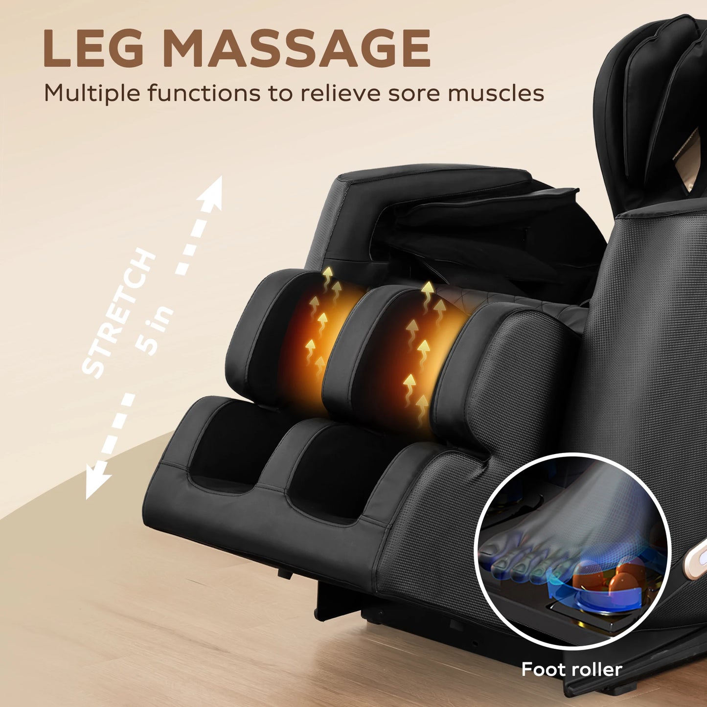 Massage Chair with Zero Gravity, Massage Chair Recliner with Heating, Airbags, Foot Roller，Bluetooth Speaker-Supports Up 180 lb