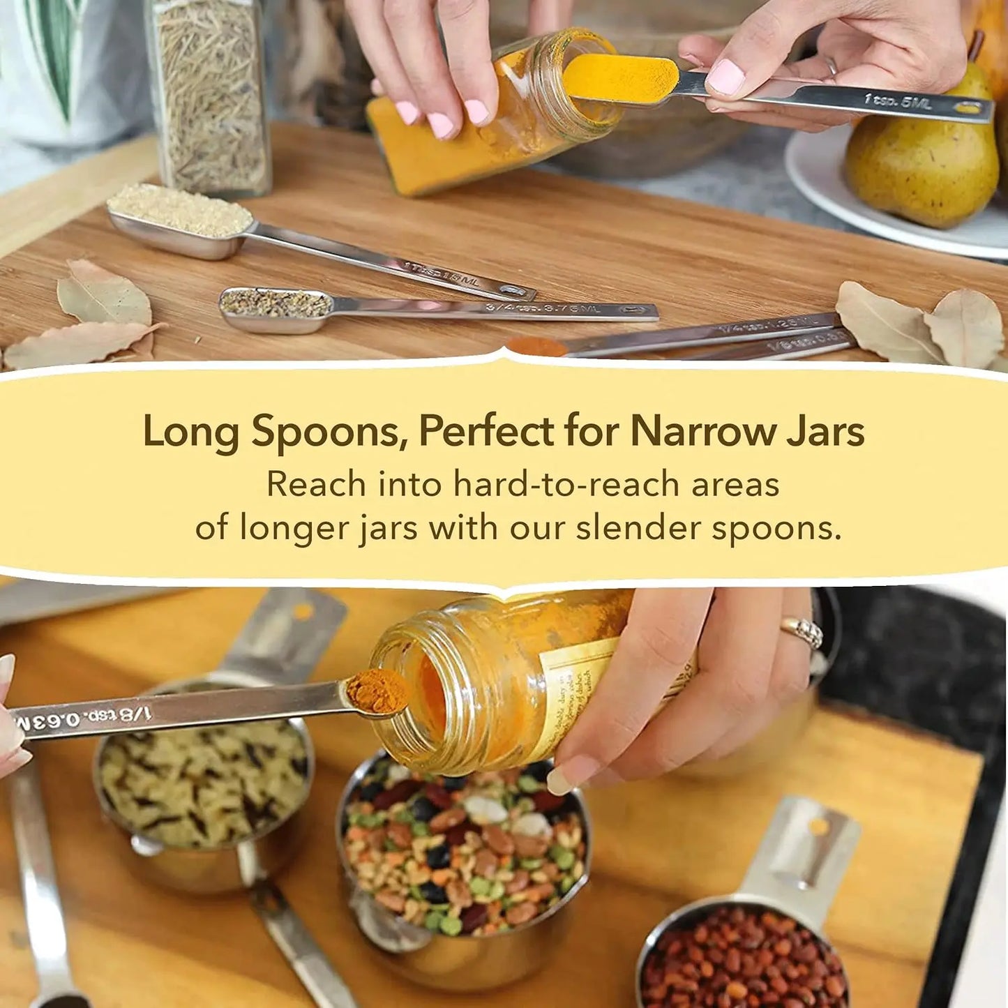Stainless Steel 15-Piece Measuring Cups and Spoons Set