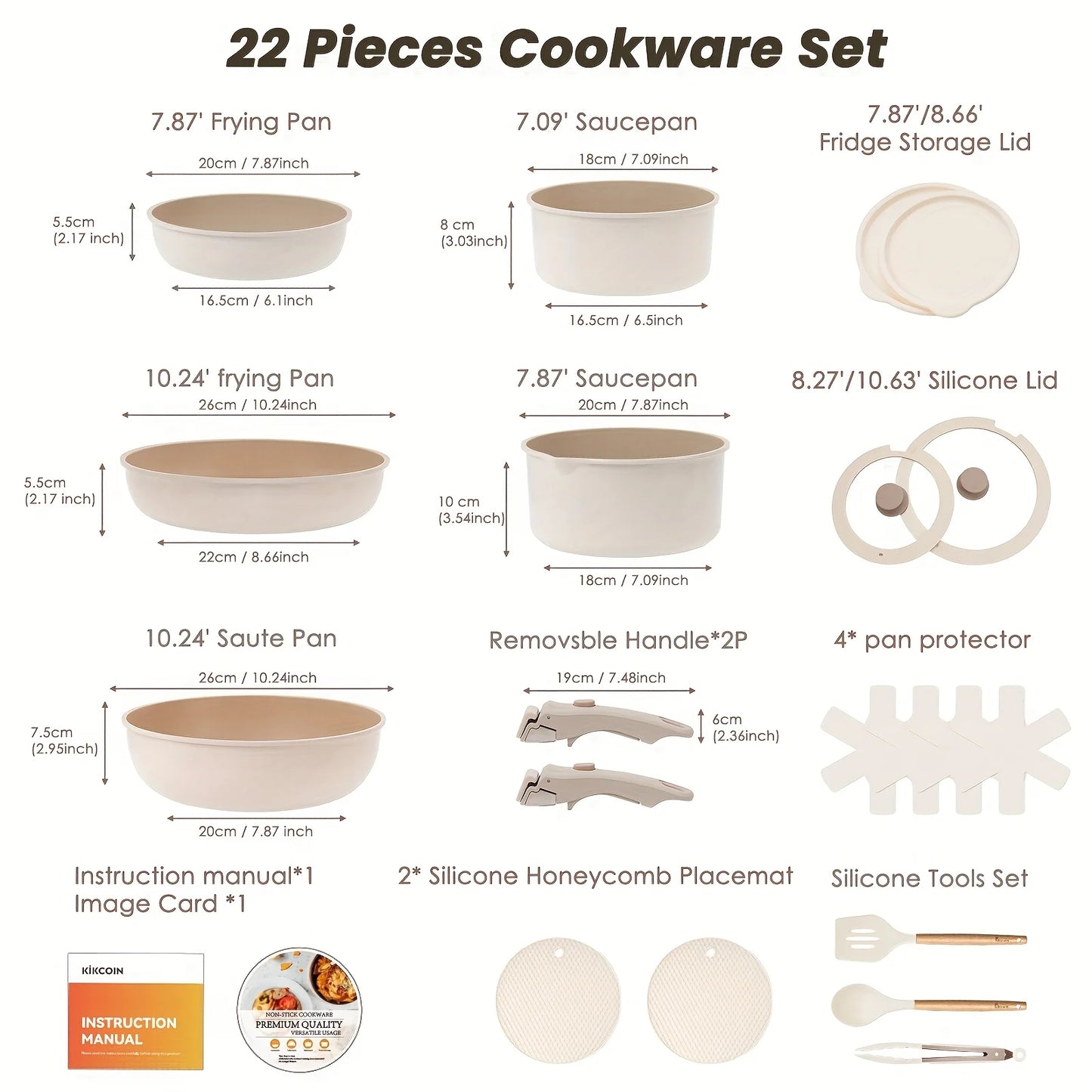 Nonstick Ceramic Pots And Pans Set With Removable Handles