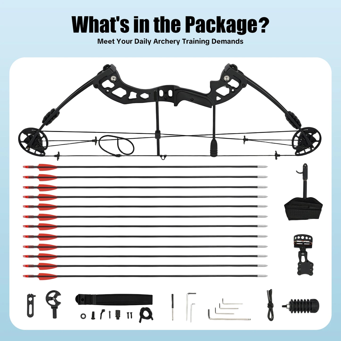Compound Bow and Arrow Set With Adjustable Draw Weight 30-55lb