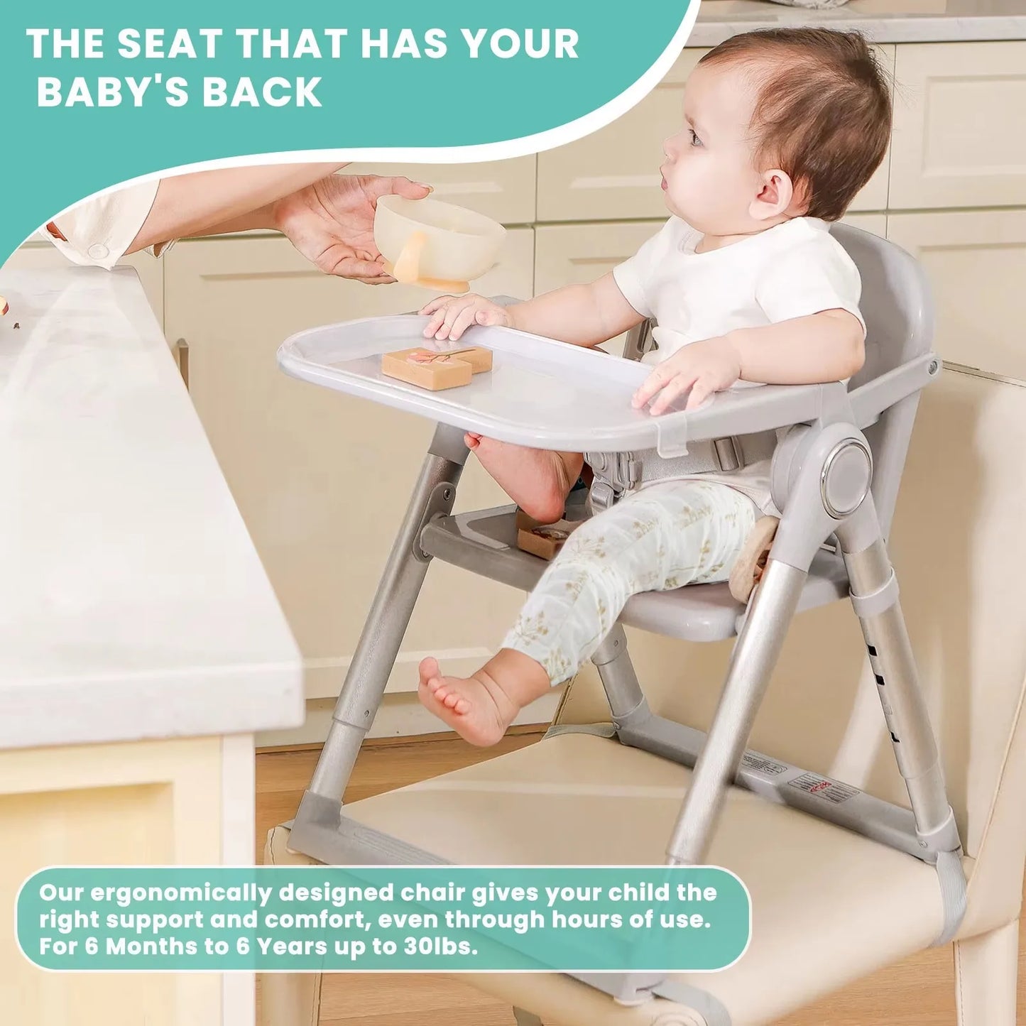 Baby Folding Booster Seat High Chair Portable Feeding For 6 Months To 3 Years