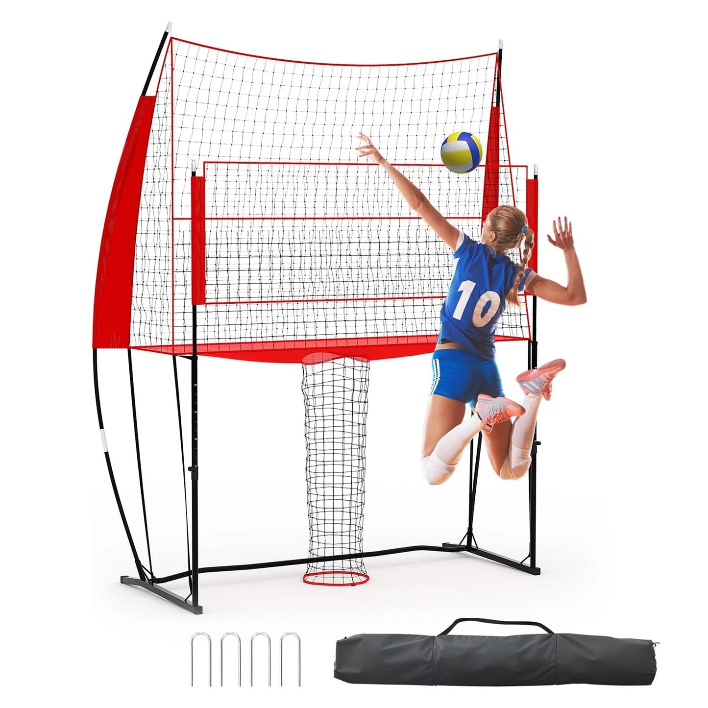 8x11 Ft Volleyball Practice Net,Height Adjustable Volleyball Training Equipment,Portable Volleyball Net with Carry Bag