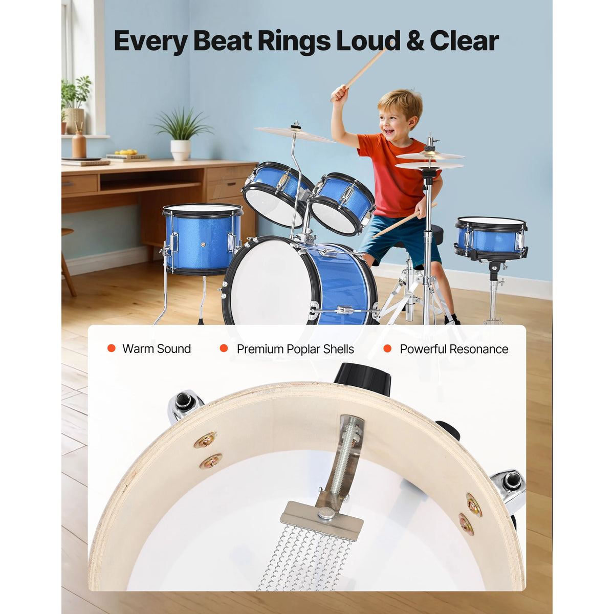 SucceBuy Kids Drum Set With Adjustable Throne And Cymbal