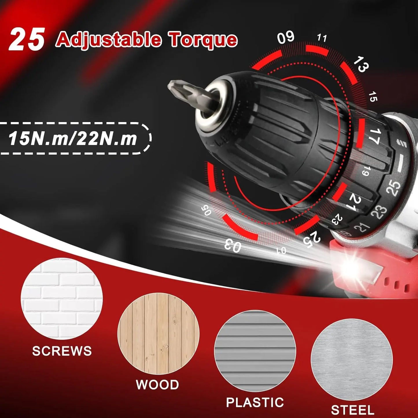 TLGREENDIY 138 Piece Power Tool Set With 12V Cordless Drill Kit