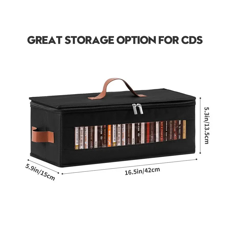 CD Storage Box 4 Pack CD Case Holder with Clear Window, Holds 150 Jewel Cases, Media Storage Rack for DVDs, CDs, Video Game Disk