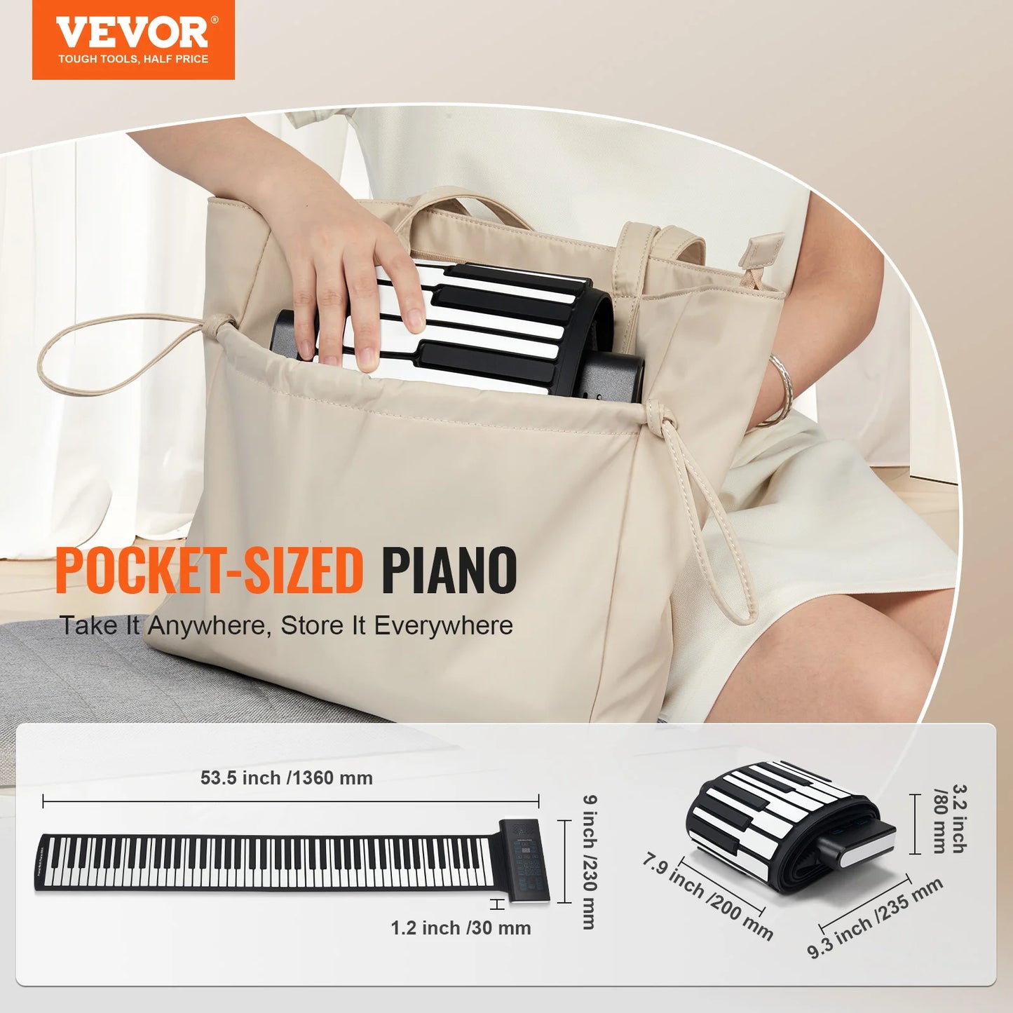 Roll Up Piano 88 Keys Portable Keyboard With Rechargeable Battery
