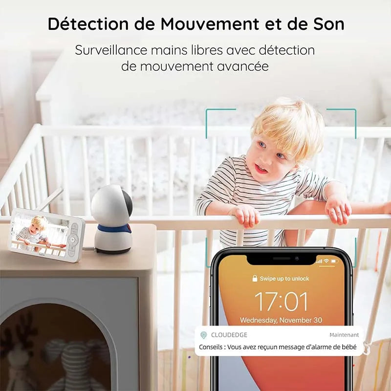 BOIFUN 1080P Baby Monitor With PTZ 355 Degree Auto Tracking
