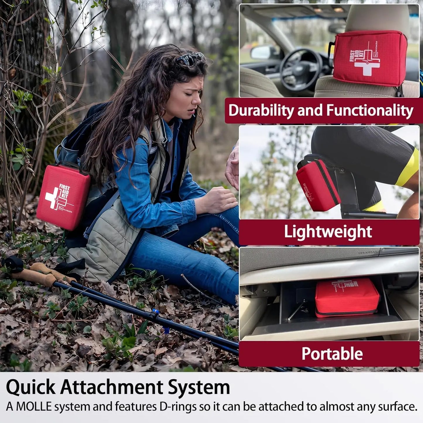 Trauma First Aid Kit With Labelled Compartments For Car Travel