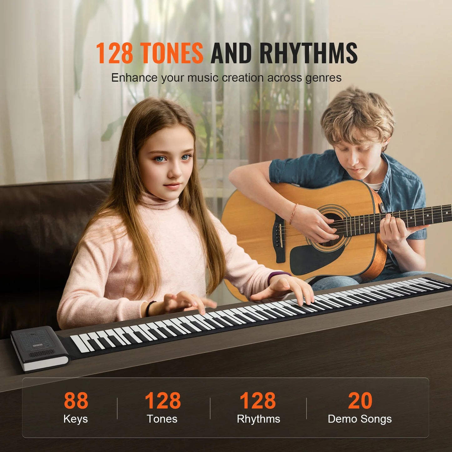 SucceBuy 88 Keys Roll Up Piano Portable Electric Keyboard