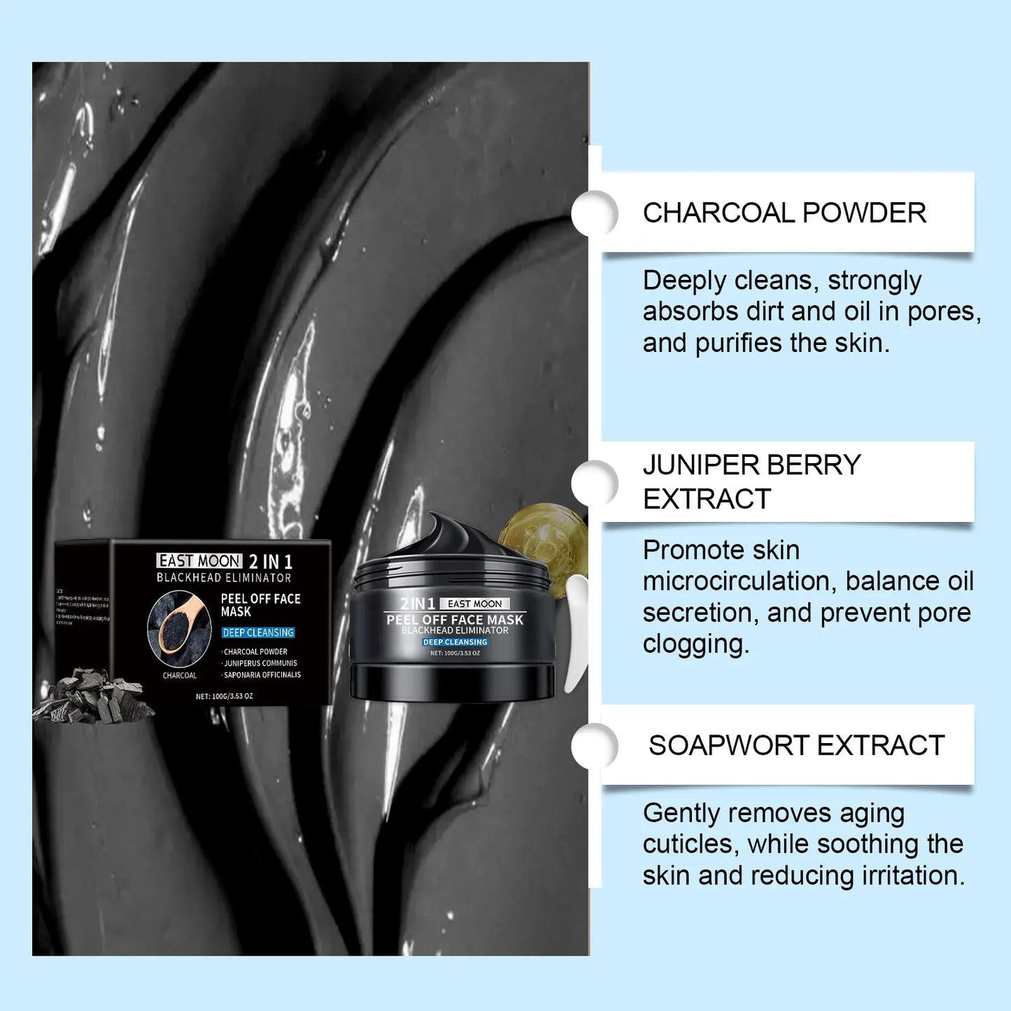 East Moon Bamboo Charcoal Mud Mask Gentle Exfoliating Facial