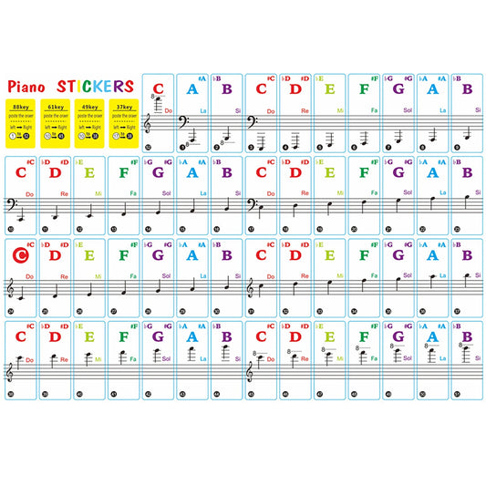 Universal Piano Learning Keyboard Sticker 37 49 61 88 Keys