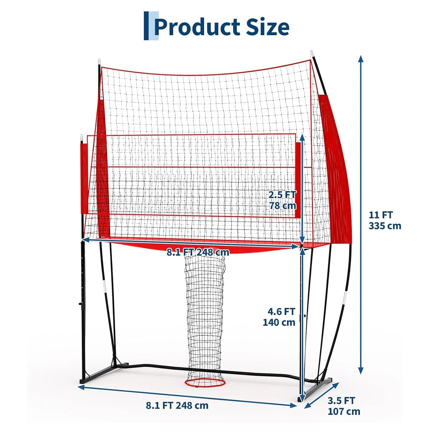 8x11 Ft Volleyball Practice Net,Height Adjustable Volleyball Training Equipment,Portable Volleyball Net with Carry Bag