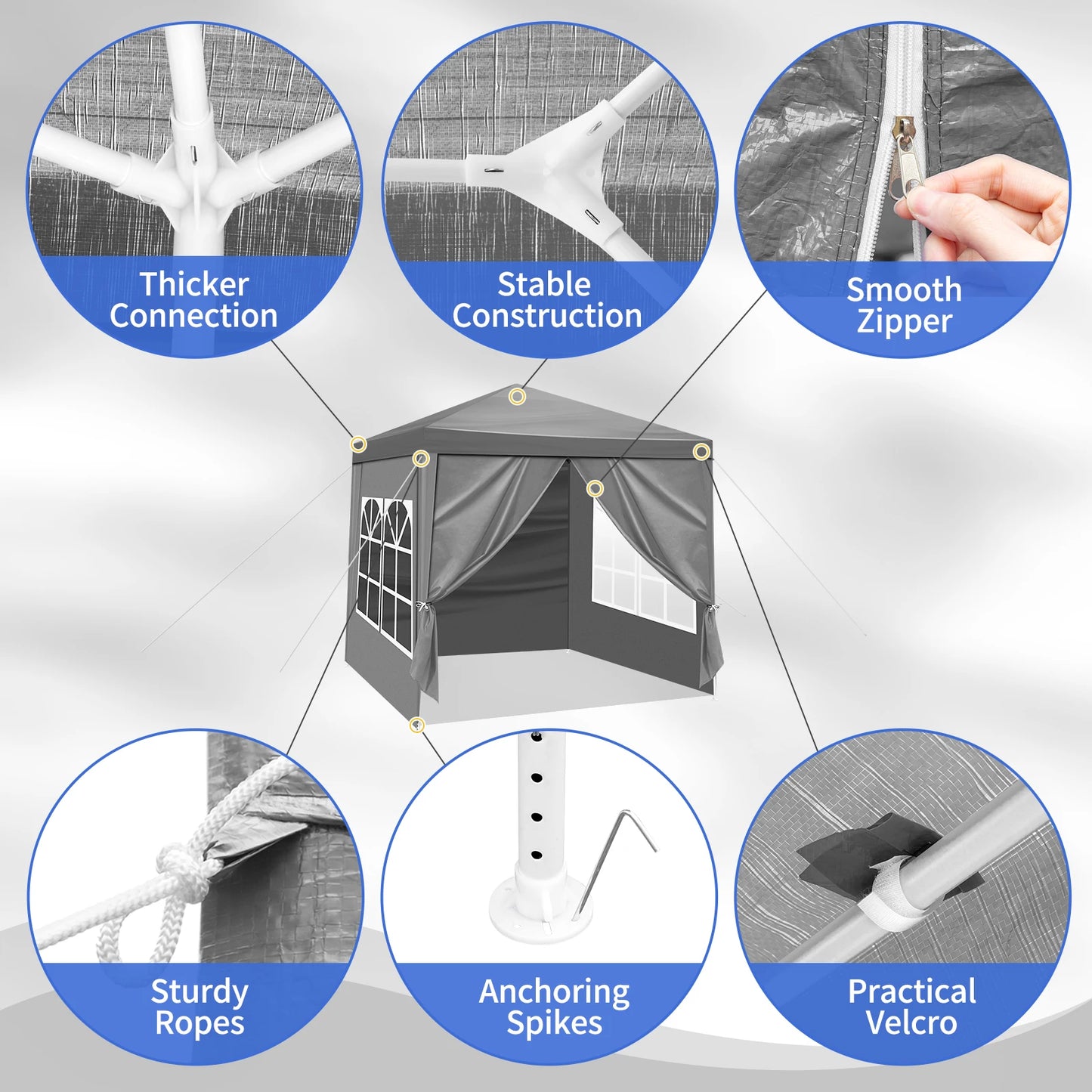 Portable Four-Sided Party Tent for Outdoor Events and Gatherings