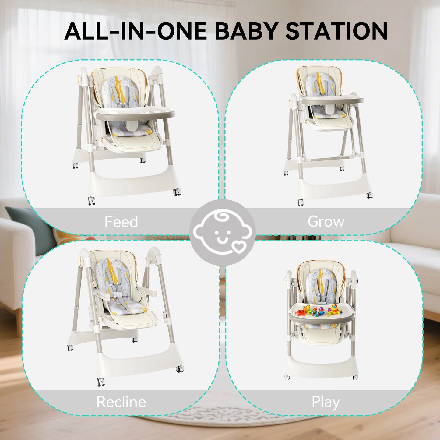 6-in-1 Baby High Chair Swing Combo for Infants and Toddlers
