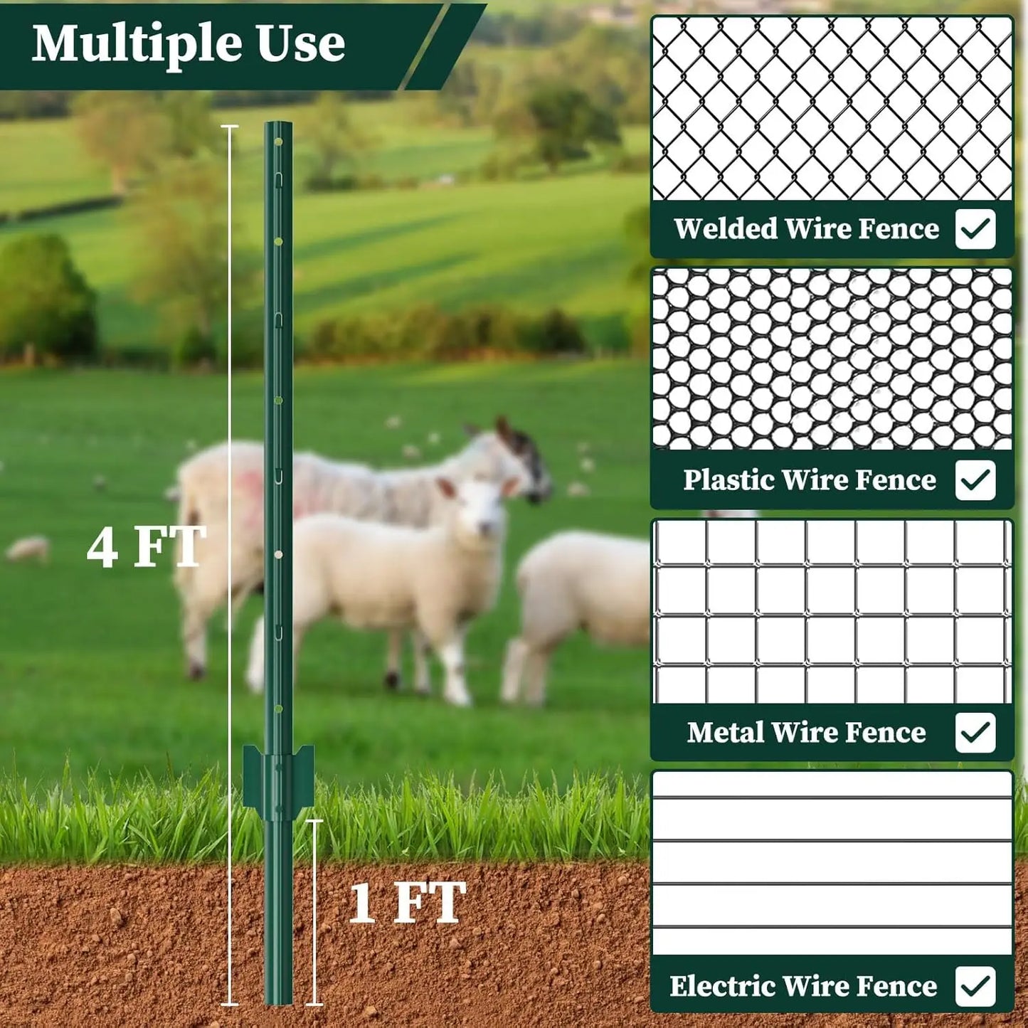 Heavy Duty Metal U Post Fence Stakes for Wire Fencing