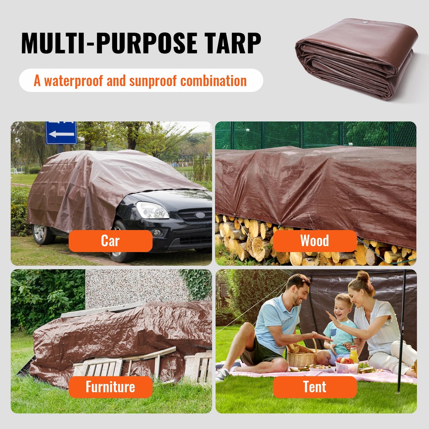 SucceBuy Heavy Duty Tarp Waterproof Tarpaulin With Grommets
